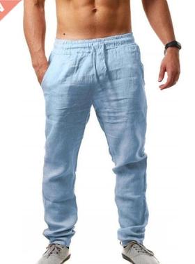 Autumn Linen Pants Summer Fashion Men's Casual Pants Elastic