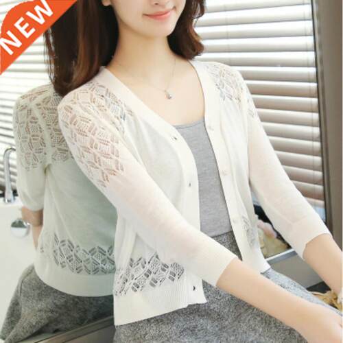 Autumn Summer Cardigan Women Lace Hollow Out awl Teenager