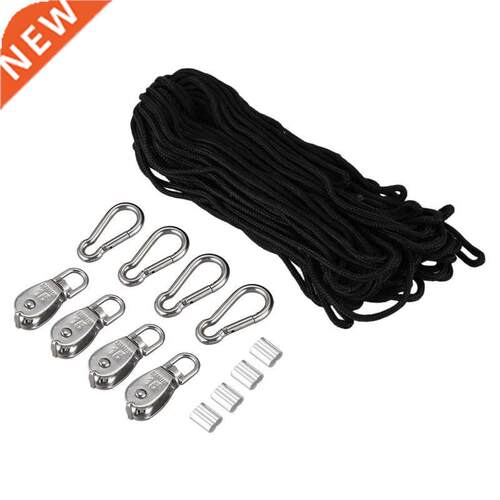 4Pcs 15mm Crane Pulley Block Swivel Hook Single Pulley Block