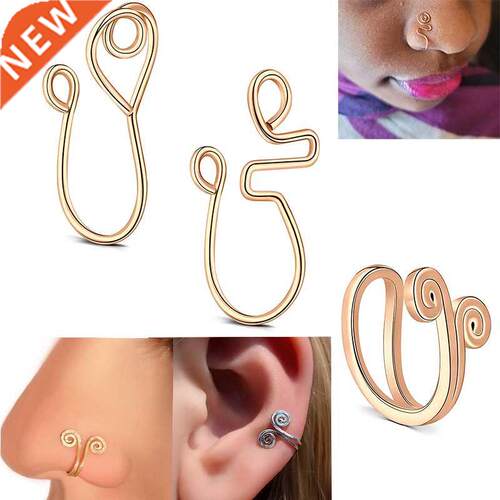 3pcs Clip Cuff Nose Ring Fake Piercing Nostril Ear Cuff 2021