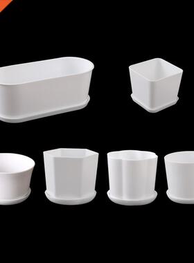 White Simplicity Flower Pot with tray Home Garden Oce Min