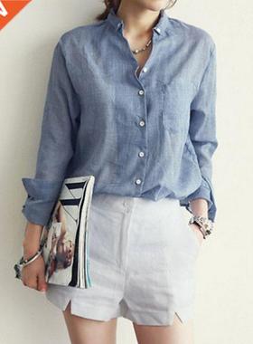 Femme Womens Tops Fashion 2019 Autumn Linen White Shirt Wome