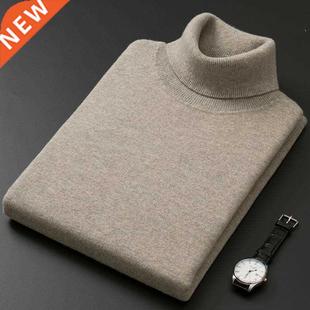Cashmere Cotton Blend Turtleneck Men Pullovers 2021 Autumn W