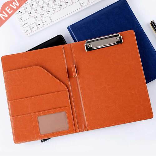 A5 File Folder PU Leather Clip Board Flip School Student Sta