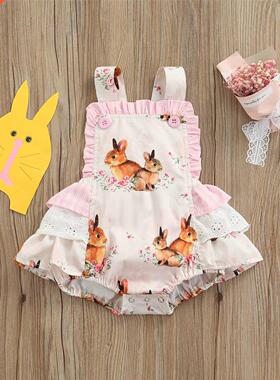 Newborn Baby Girls Romper Baby Summer Clothing Toddler Rabbi