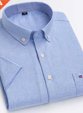 Men's Oxford Short Sleeve Summer Casual Shirts Single Pocket