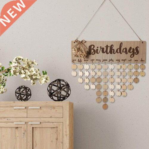 VODOOL  Wooden Round Plates Wall Hanging Calendar Sign Sp