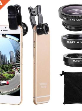 3 IN 1 Wide Angle Micro Zoom Fisheye Lens Clip on Smartphone