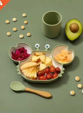 Bopoobo Baby Dishes Silicone Suction Plate Cute Crab Childre