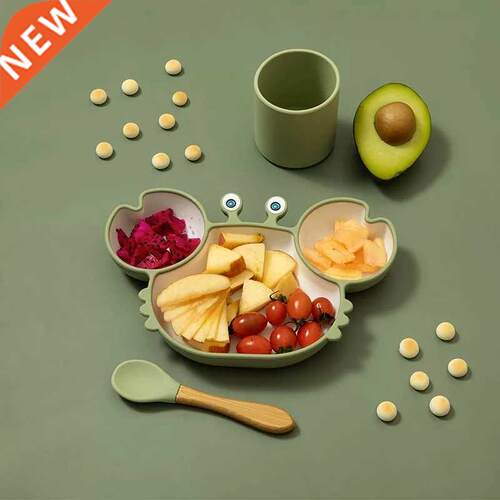 Bopoobo Baby Dishes Silicone Suction Plate Cute Crab Childre