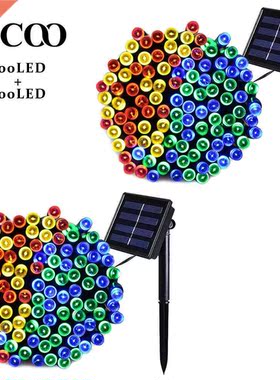 Dcoo 2 Pieces 8 Modes 72ft 22m 200 LEDs Solar LED String Li