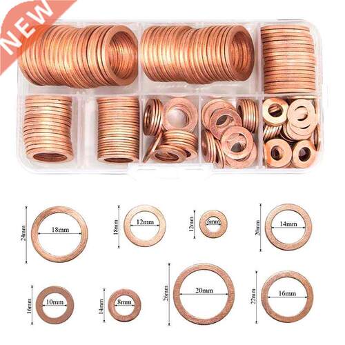 150PC Copper Washer Oil Seal Gasket M20 Flat Washer O-Ring S