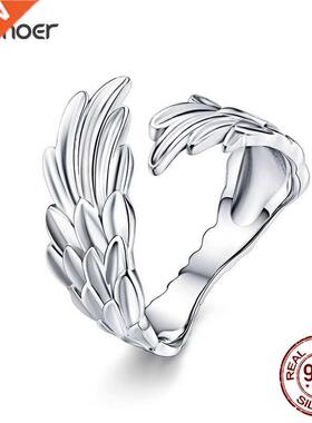 Bamoer 925 Sterlng Slver Guardan Wngs Open Rng Angel W
