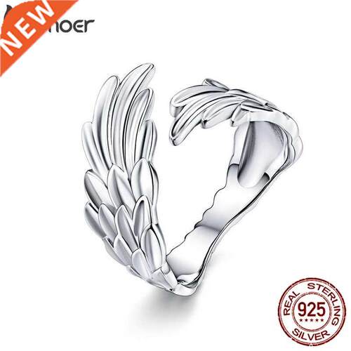 Bamoer 925 Sterlng Slver Guardan Wngs Open Rng Angel W