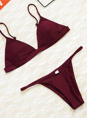 2020 Women Micro Bikini set Push Up Swimwear Solid Beach Bat