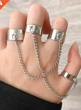 17KM Punk Cool Hiphop Chain Rings Multi-layer Adjustable Ope