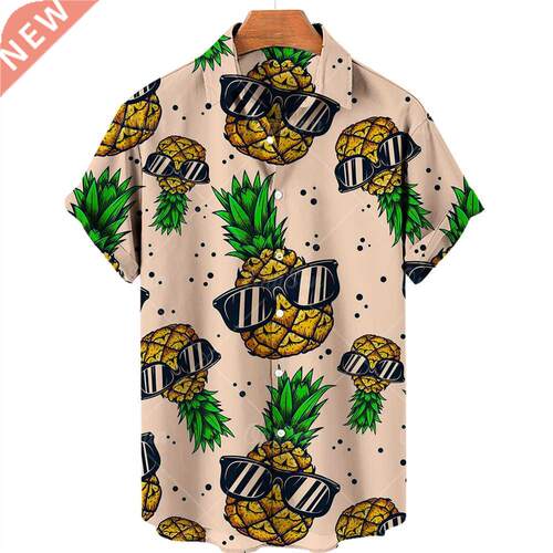 Men's Shirts Hawaiian Shirts Fruit Print Short Sleeves Pinea