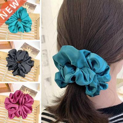 Oversized Hair Scrunchies For Women Solid Satin Silk Scrunch