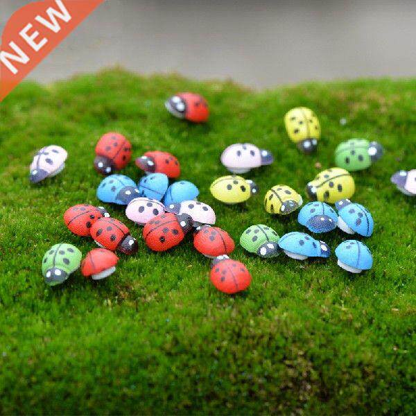 100Pcs/Bag Mini Pine Wooden Ladybug Sponge Self-aesive图片