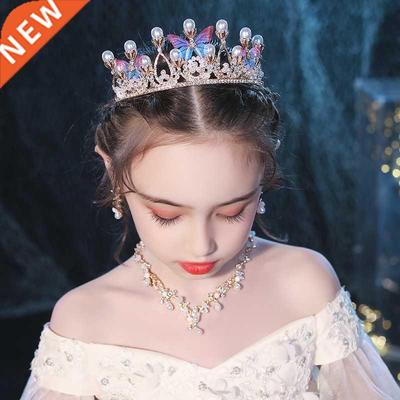 Gold Color Tiaras And Crowns Butterfly Pearls Crystal Handma