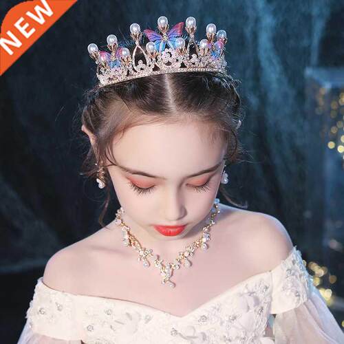 Gold Color Tiaras And Crowns Butterfly Pearls Crystal Handma