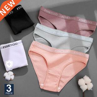 FINETOO 3PCS/Set Women Cotton Underwear Pantys Lingerie Lett