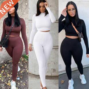 Two Piece Sets Women Solid Autumn Tracksuits High Waist Stre