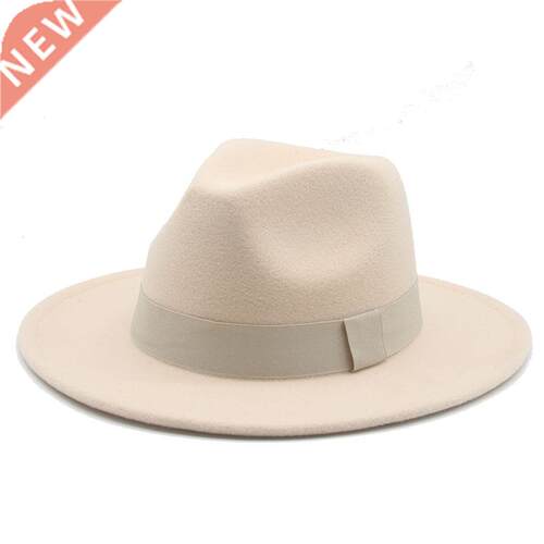Women Hats Winter Fedora Hats Ribbon Band Belt Felt Panama C