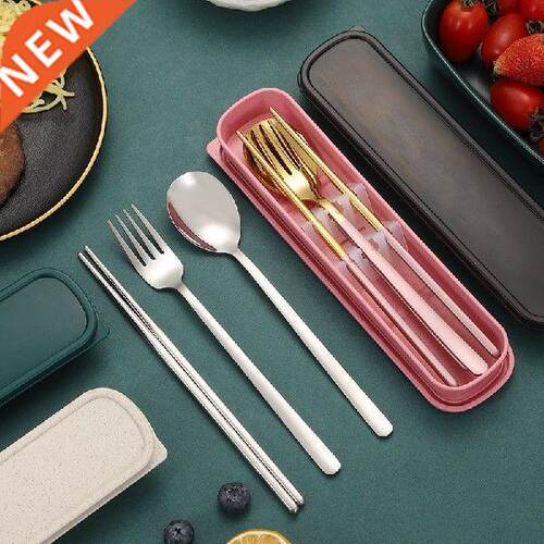 4Pcs 304 Dinnerware Set Travel Camping Cutlery Set Portable
