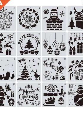 16pcs/set DIY Merry Christmas Drawing Stencil Templates Embo