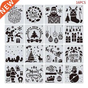 16pcs/set DIY Merry Christmas Drawing Stencil Templates Embo
