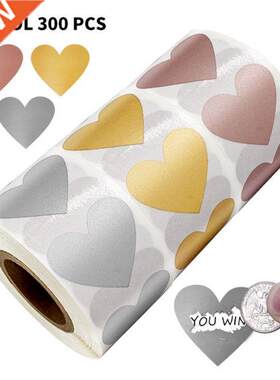 00Pcs Love Heart Shape Scratch Off Stickers Secret Code Cov