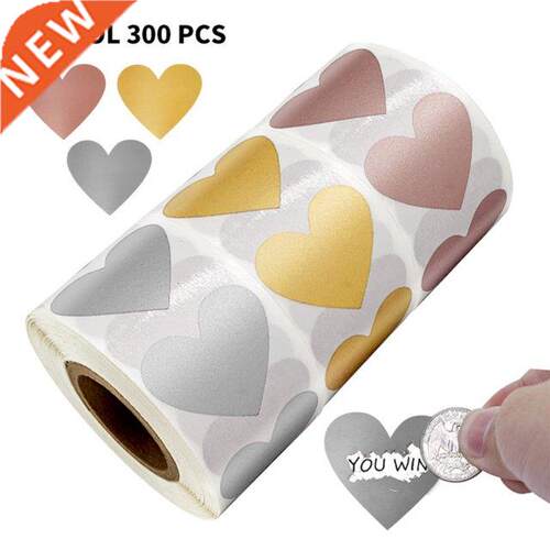 00Pcs Love Heart Shape Scratch Off Stickers Secret Code Cov