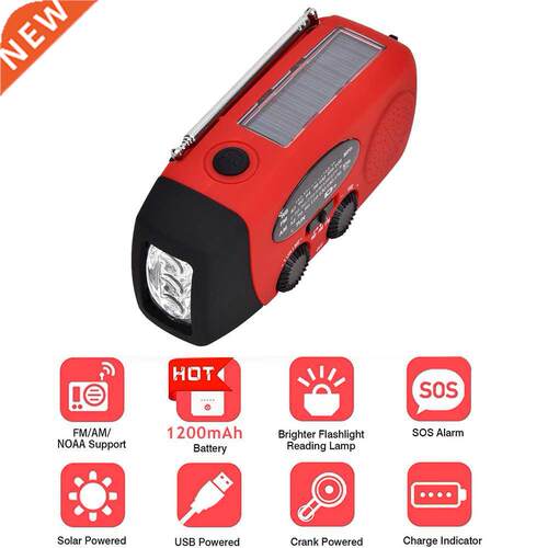 Hand Crank Solar AM/FM/NOAA Radio Charger Emergency LED Torc