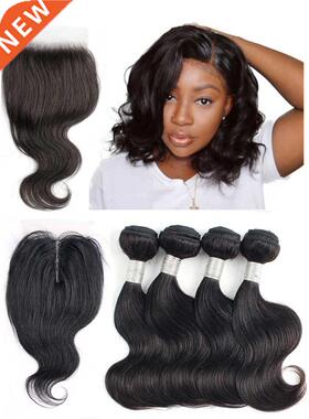50g/pc 4 Bundle with Closure Middle Free Part Transparent La