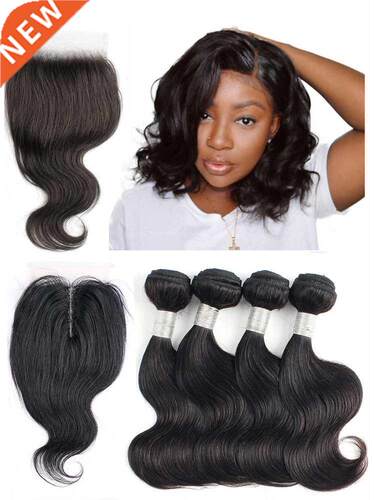 50g/pc 4 Bundle with Closure Middle Free Part Transparent La