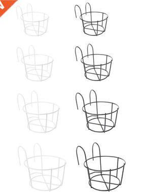 Balcony Round Flower Pot Basket Iron Railing Fence Hanging P