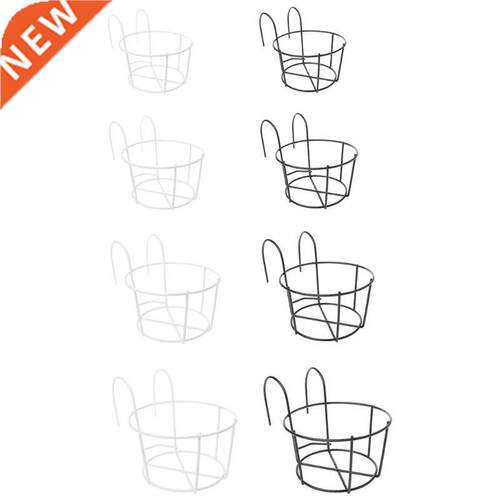 Balcony Round Flower Pot Basket Iron Railing Fence Hanging P