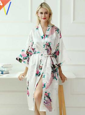 Silk pjms women long home wer robes thin bthrobe dress
