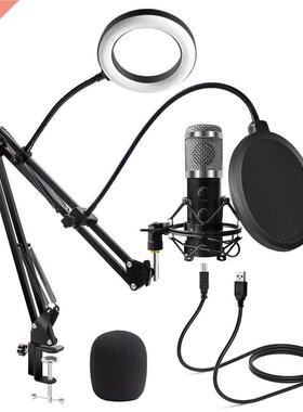 2021 E20 PC Microphone USB Mic with 6 Inch Ring Light Arm St
