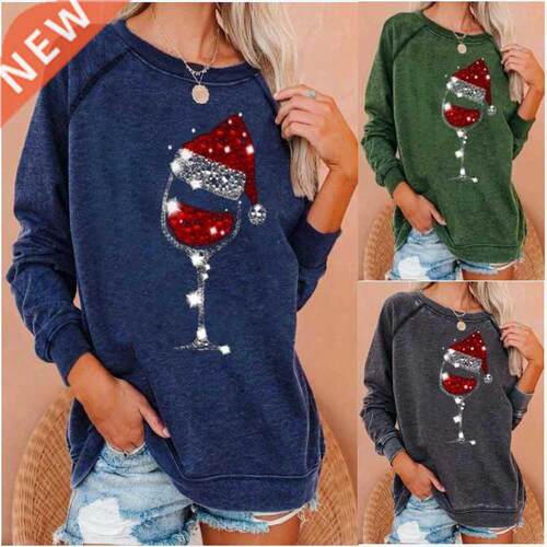 S-5xl Full-size Ladies' Christmas printed long-sleeve hoodie
