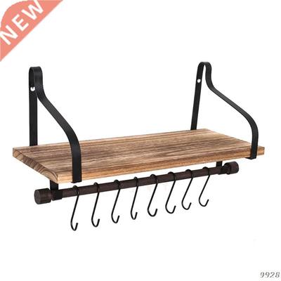 rWall-Mounted Rustic Wooden Storage Shelf Bathroom And Kitc