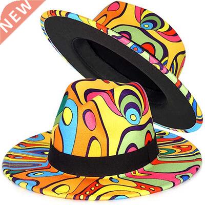 ndy Colorful ndy Fedora Hat Wide Brim Felt Hat Dress Panama