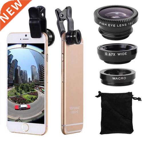 3in1 Fisheye Phone Lens 0.67X Wide Angle Zoom Fish Eye Macro
