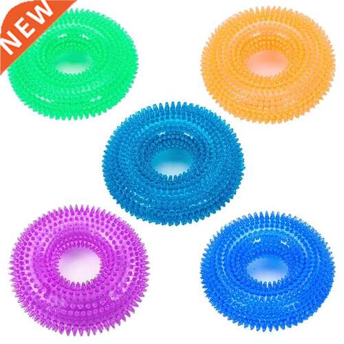 1Pcs Squeak Dog Toys Rubber Thorny-Donut Chew Toy with