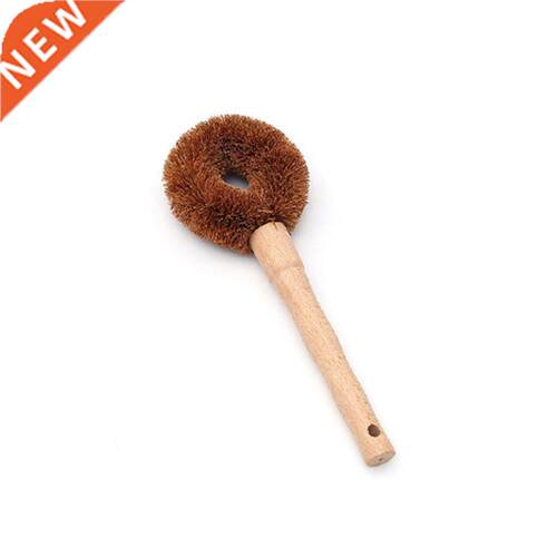 B0KB Kitchen Wooden Handle Coconut Fiber Cleaning Brush