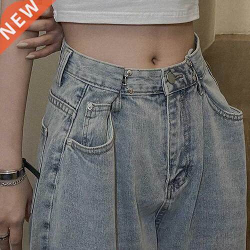 Kpop Denim Trousers Harajuku Wide Leg Pant Women Blue High W