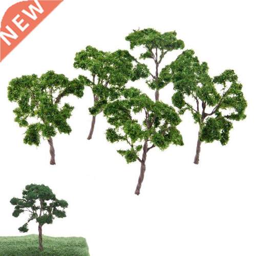 5pcs 10cm Landscape Model Dark Green Trees Train Railroad Wa