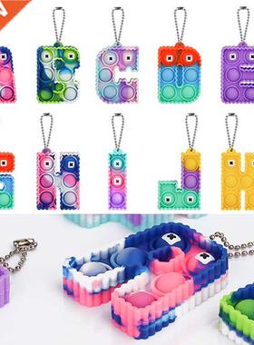 Popits 26-letter Keychain Fidget Toys Silicone Push Bubble S
