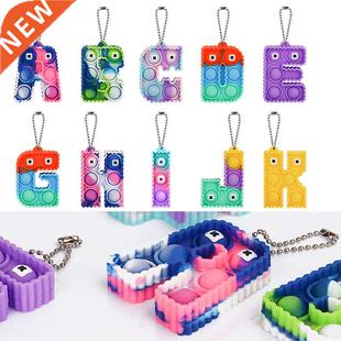 Popits 26-letter Keychain Fidget Toys Silicone Push Bubble S